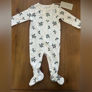 NWT Christmas Petit Lem Holly Print Baby One Piece